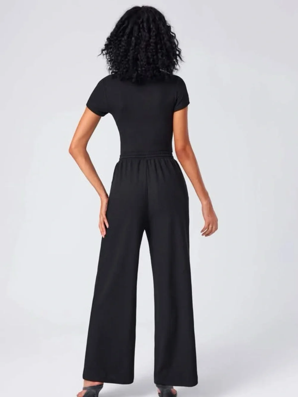 Cider U-NECKLINE BODYSUIT & ELASTIC WAIST WIDE LEG PANTS SET large nwt